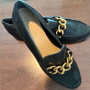 Michael Shannon Black Loafers with Gold Chain